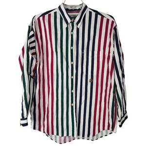 Siegfried Mens L Vintage 90s Striped Button Down Shirt Cotton Multi Color L